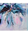 tableau bleu et rose sur bois entoilé