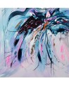 tableau bleu et rose sur bois entoilé