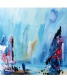 tableau abstrait bleu sur bois entoilé