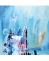 tableau abstrait bleu sur bois entoilé