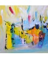 tableau abstrait coloré sur bois entoilé