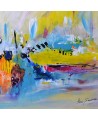 tableau abstrait coloré sur bois entoilé