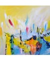tableau abstrait coloré sur bois entoilé