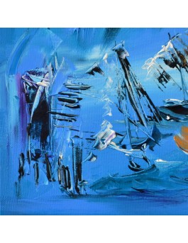 tableau abstrait contemporain bleu