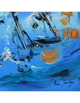tableau abstrait contemporain bleu