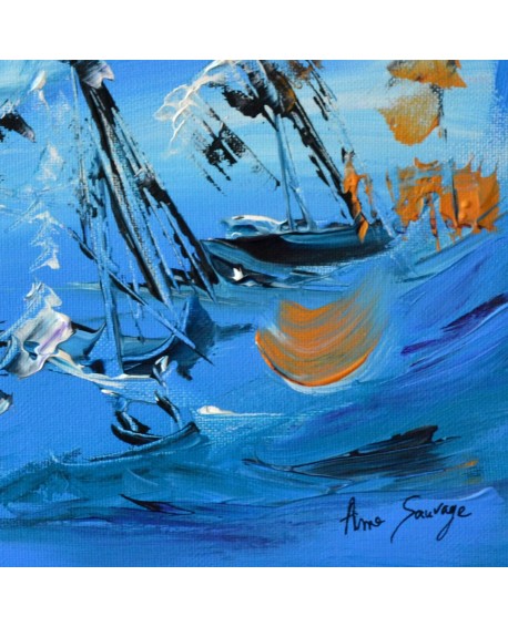tableau abstrait contemporain bleu