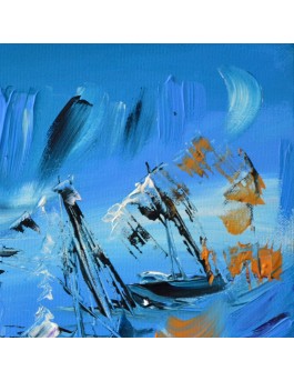 tableau abstrait contemporain bleu