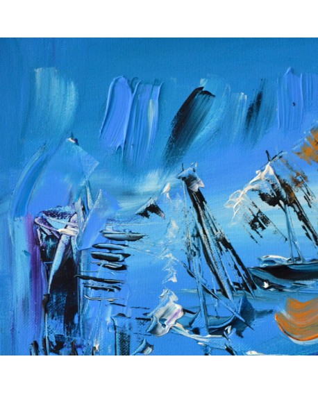 tableau abstrait contemporain bleu