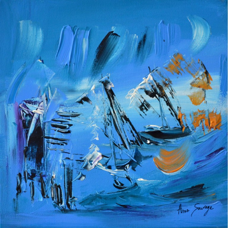 tableau abstrait contemporain bleu