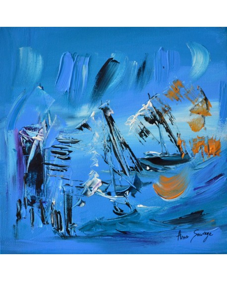 tableau abstrait contemporain bleu