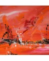 Bateaux sur le monde - tableau abstrait orange
