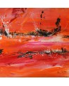 Bateaux sur le monde - tableau abstrait orange