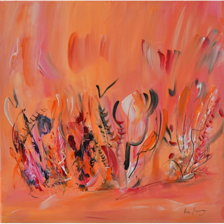 tableau orange de fleurs