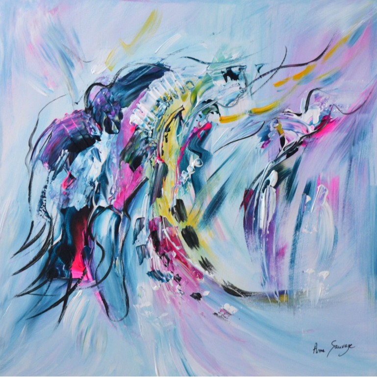 tableau abstrait bleu moderne pas cher