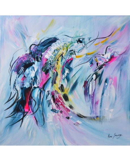 tableau abstrait bleu moderne pas cher