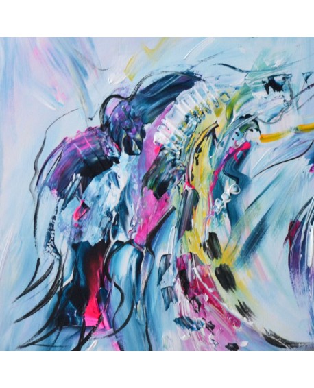 tableau abstrait bleu moderne pas cher