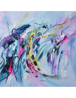 tableau abstrait bleu moderne pas cher