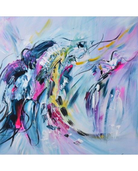 tableau abstrait bleu moderne pas cher