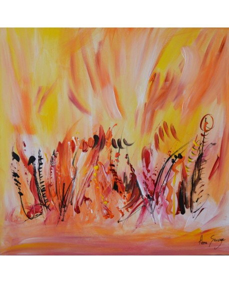 tableau abstrait orange jaune