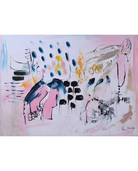 peinture abstraite rose