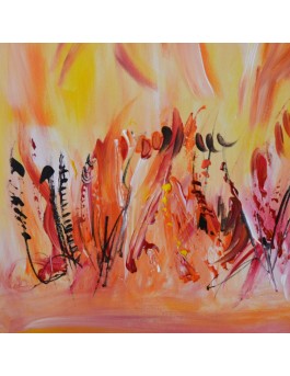 tableau abstrait orange jaune