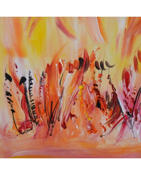 tableau abstrait orange jaune
