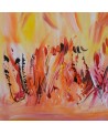 tableau abstrait orange jaune