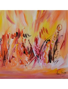 tableau abstrait orange jaune