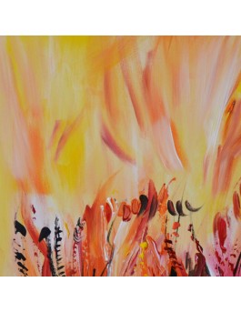 tableau abstrait orange jaune