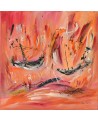 tableau abstrait orange rouge