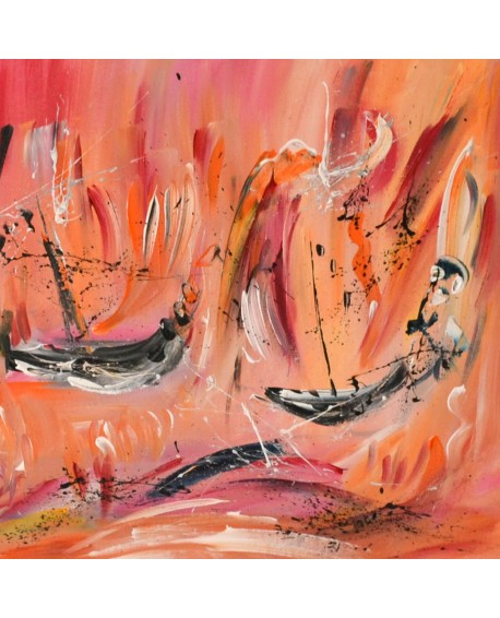 tableau abstrait orange rouge