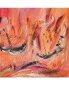 tableau abstrait orange rouge