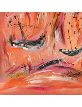 tableau abstrait orange rouge