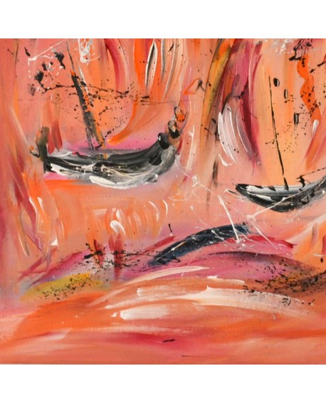 tableau abstrait orange rouge