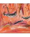 tableau abstrait orange rouge