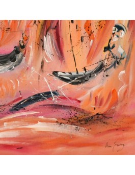 tableau abstrait orange rouge