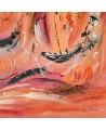 tableau abstrait orange rouge