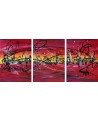 tableau triptyque rouge noir jaune
