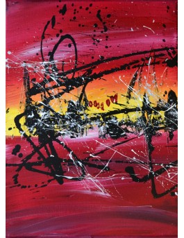 tableau triptyque rouge noir jaune