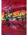 tableau triptyque rouge noir jaune