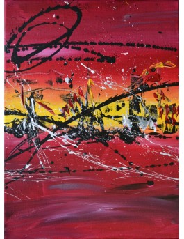 tableau triptyque rouge noir jaune