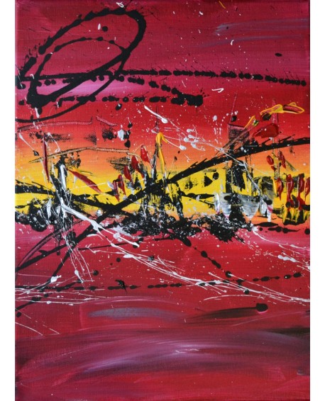 tableau triptyque rouge noir jaune