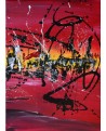 tableau triptyque rouge noir jaune