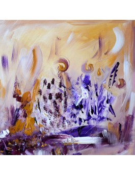 Tableau abstrait violet ocre 