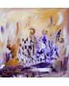 Tableau abstrait violet ocre 