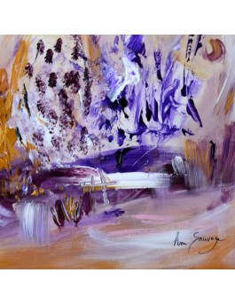 Tableau abstrait violet ocre 