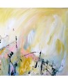 Tableau abstrait jaune bleu rose