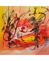 tableau abstrait orange rouge jaune