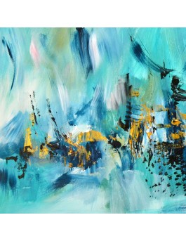 Tableau abstrait bleu turquoise