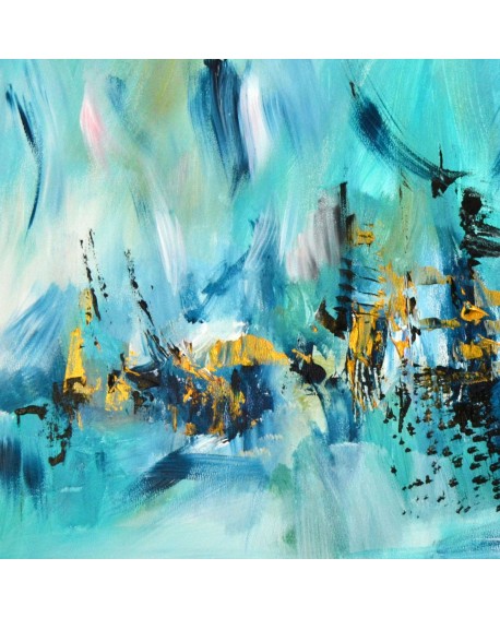 Tableau abstrait bleu turquoise